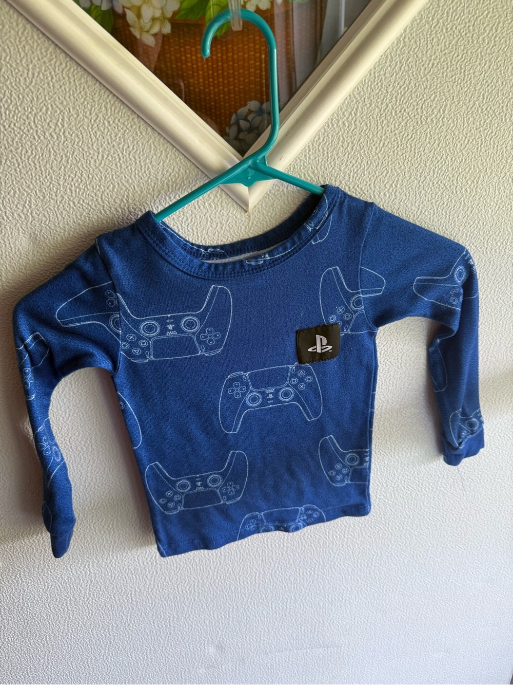 Sony Blue Kids Pajama Top with Game Controller Print
